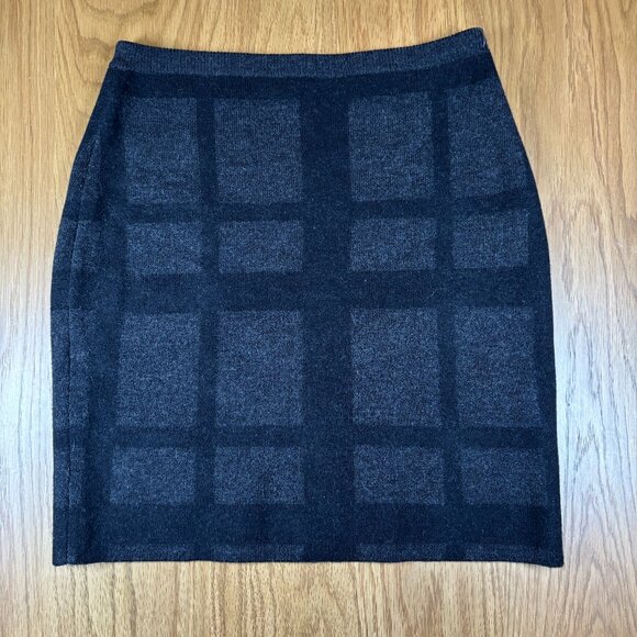 Eileen Fisher Merino Wool Windowpane Knit Pencil Skirt Gray – Women’s S - Picture 2 of 6